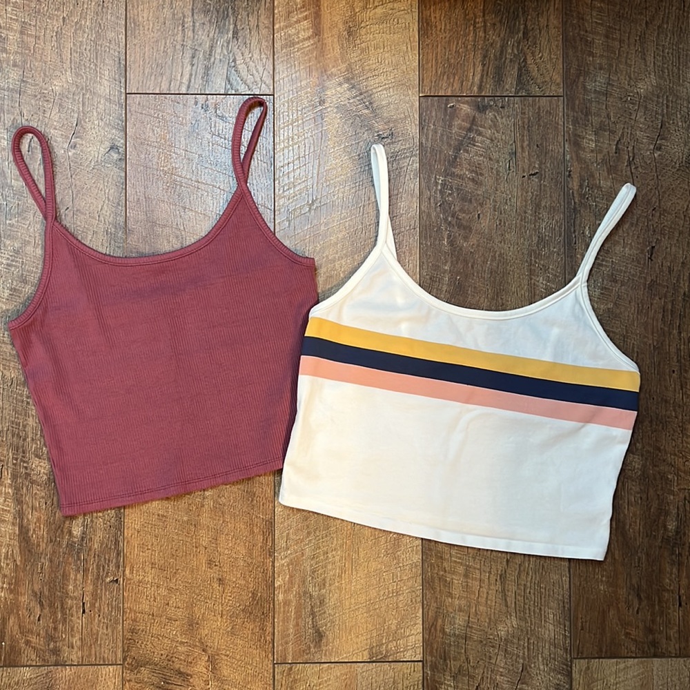 (2) AE spaghetti strap crop tops